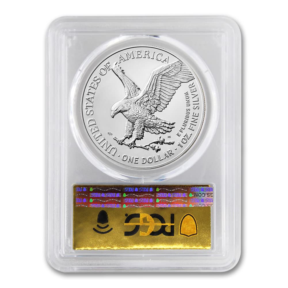 2023 (W) American Silver Eagle MS-70 – First Strike, Gold Foil Label!