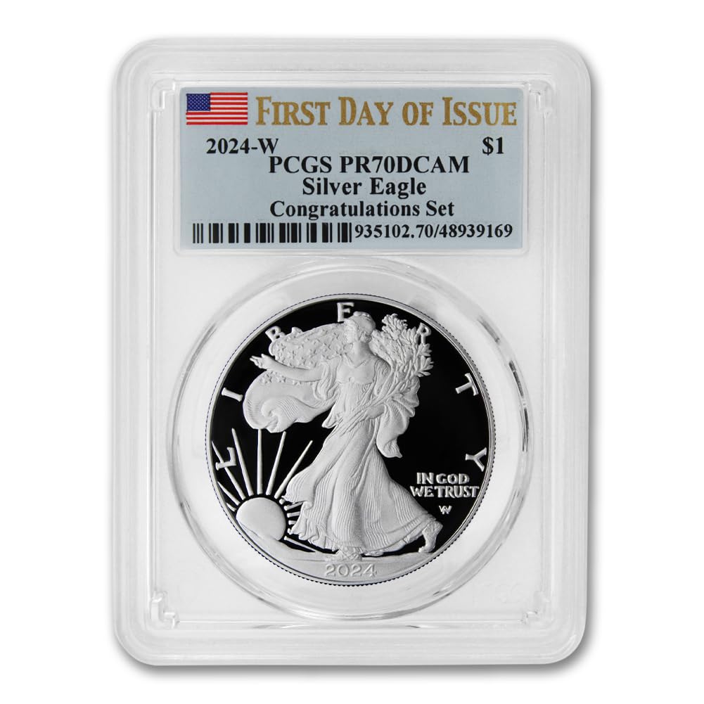 Perfect 2024 (W) Silver Eagle Proof PR-70 – Deep Cameo, First Day Issue, Flag Label