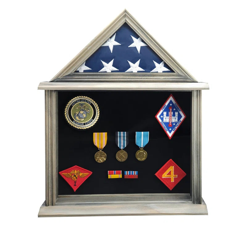 21'' H X 17'' Military Shadow Box Display- 3X5' Flag