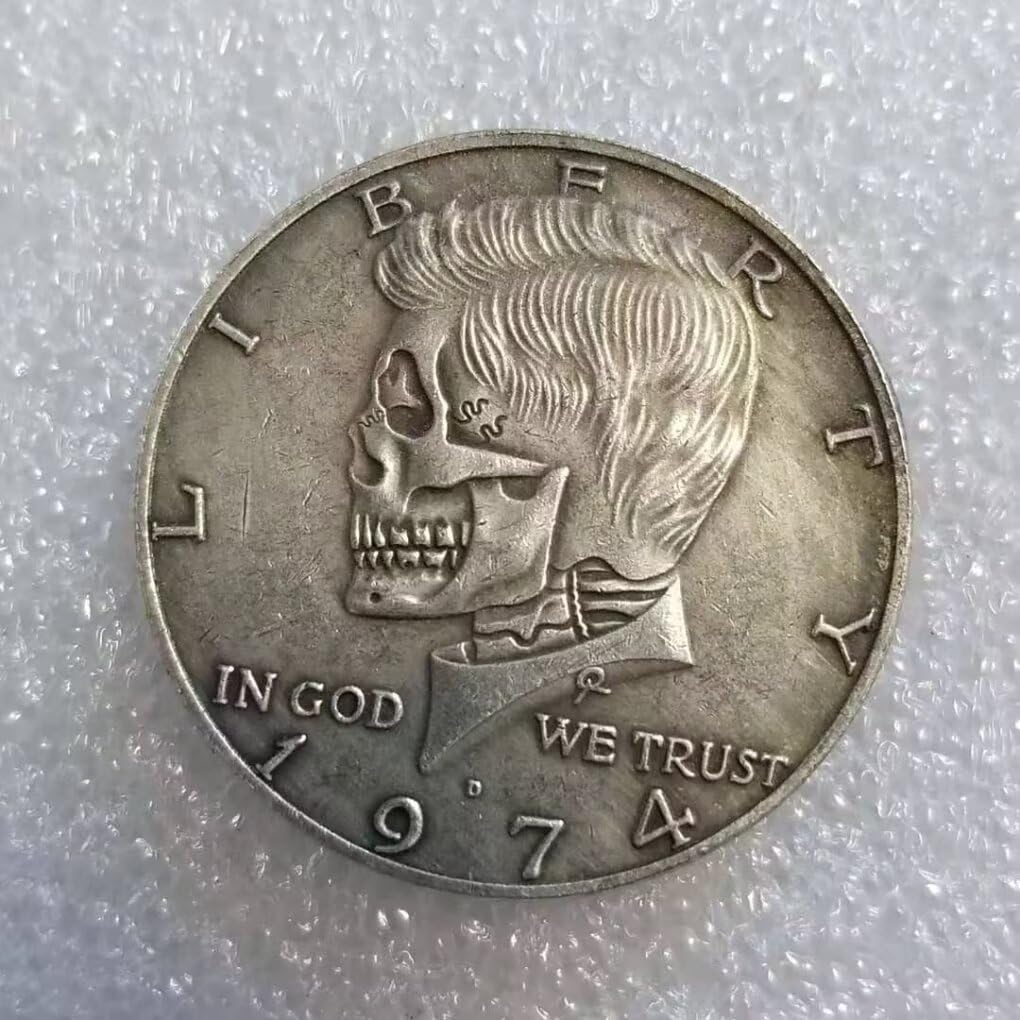 1974 USA President Kennedy Golden Tooth Punk Skull Retro Art Coin Silver Dollar Collection Commemorative Coin