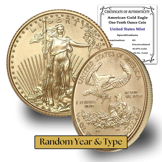 1986-Present 1/10 oz Gold American Eagle BU – Random Year, COA Included!”