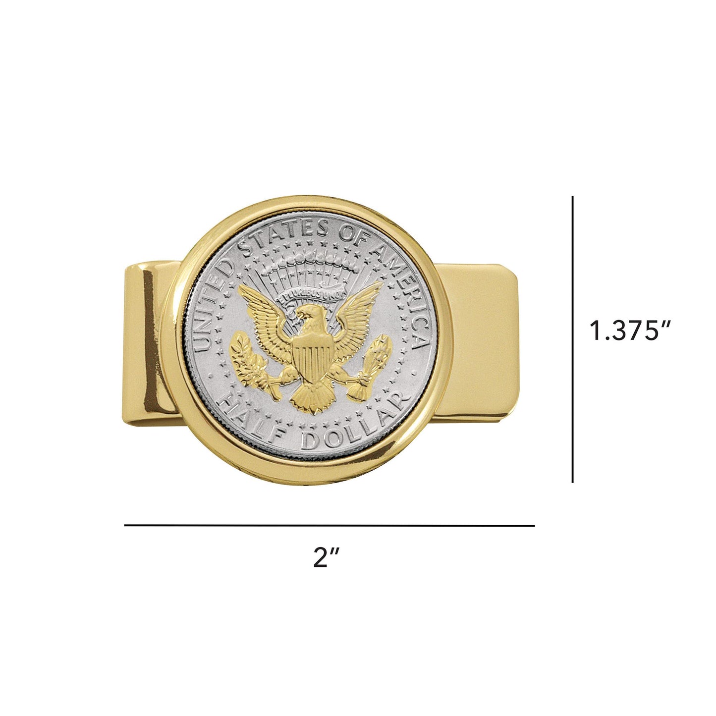 Exquisite JFK Half Dollar Money Clip: Brass Layered in Pure 24k Gold Presidential Seal”