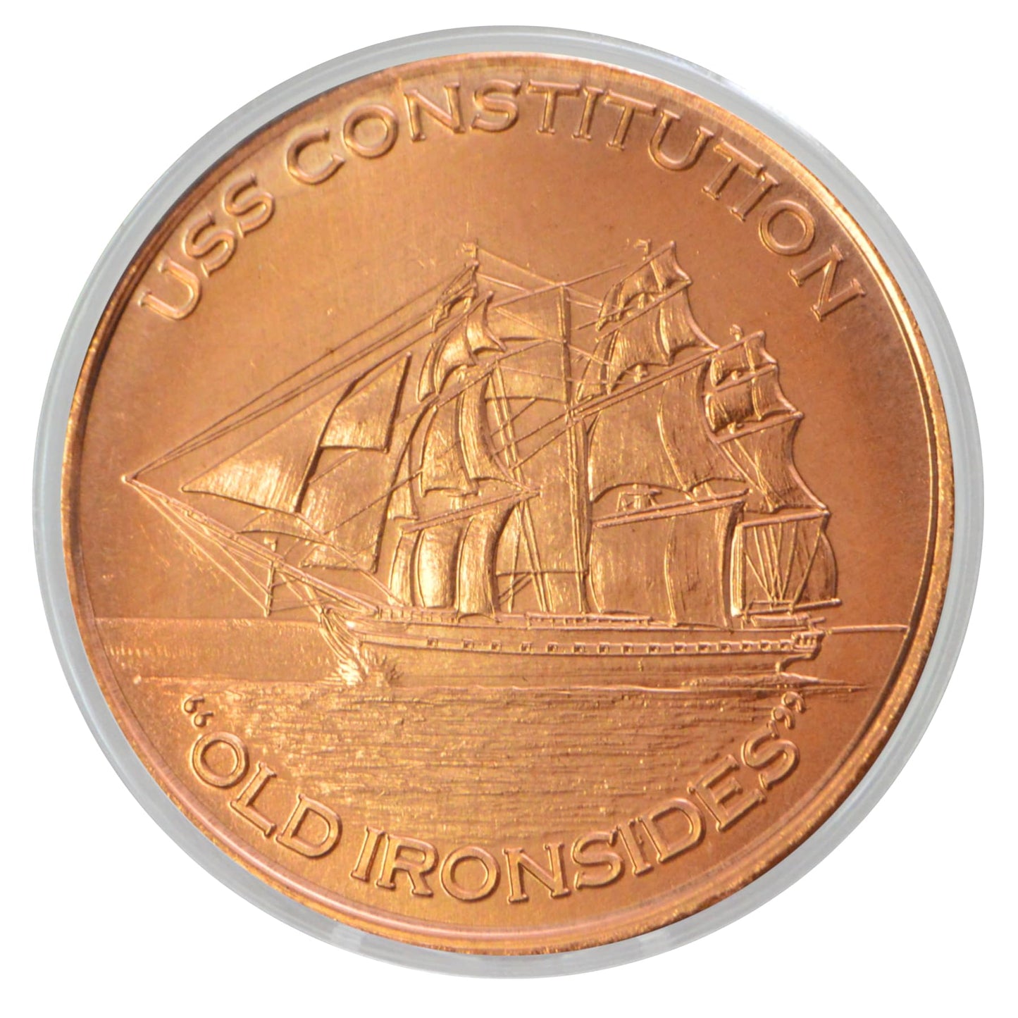 USS Constitution Old Ironsides Commemorative 1 oz Pure .999 Copper Round Collectible Coin in Capsule