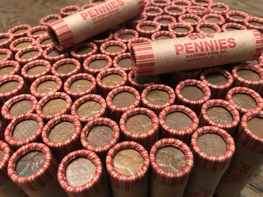 50 Unsearched Wheat Pennies Shotgun Roll – Mixed Years, Good or Better