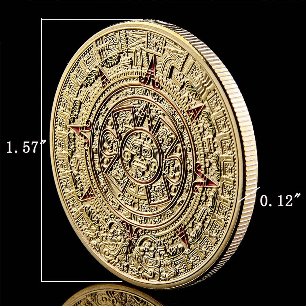 Joygulls Mexico Mayan Aztec Calendar Art Prophecy Culture Challenge Coin Collectibles