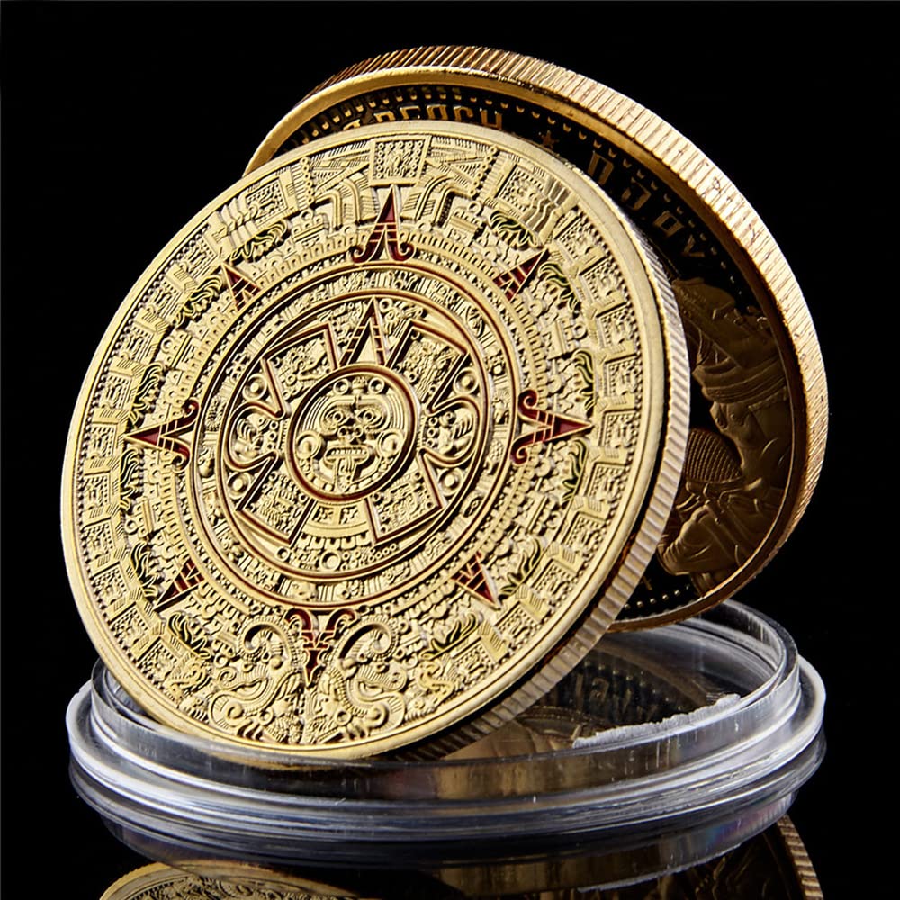 Joygulls Mexico Mayan Aztec Calendar Art Prophecy Culture Challenge Coin Collectibles