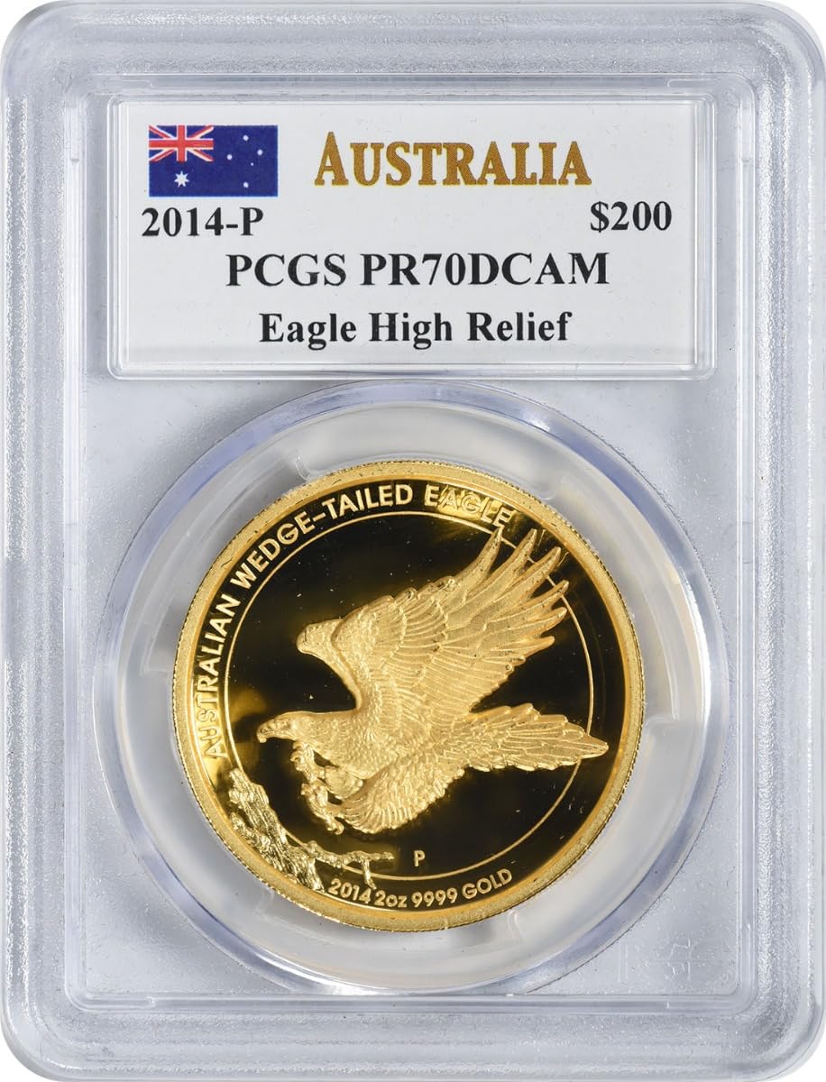 2014 P Australia $200 Gold Eagle High Relief, Mercanti Signed PCGS PR70DCAM