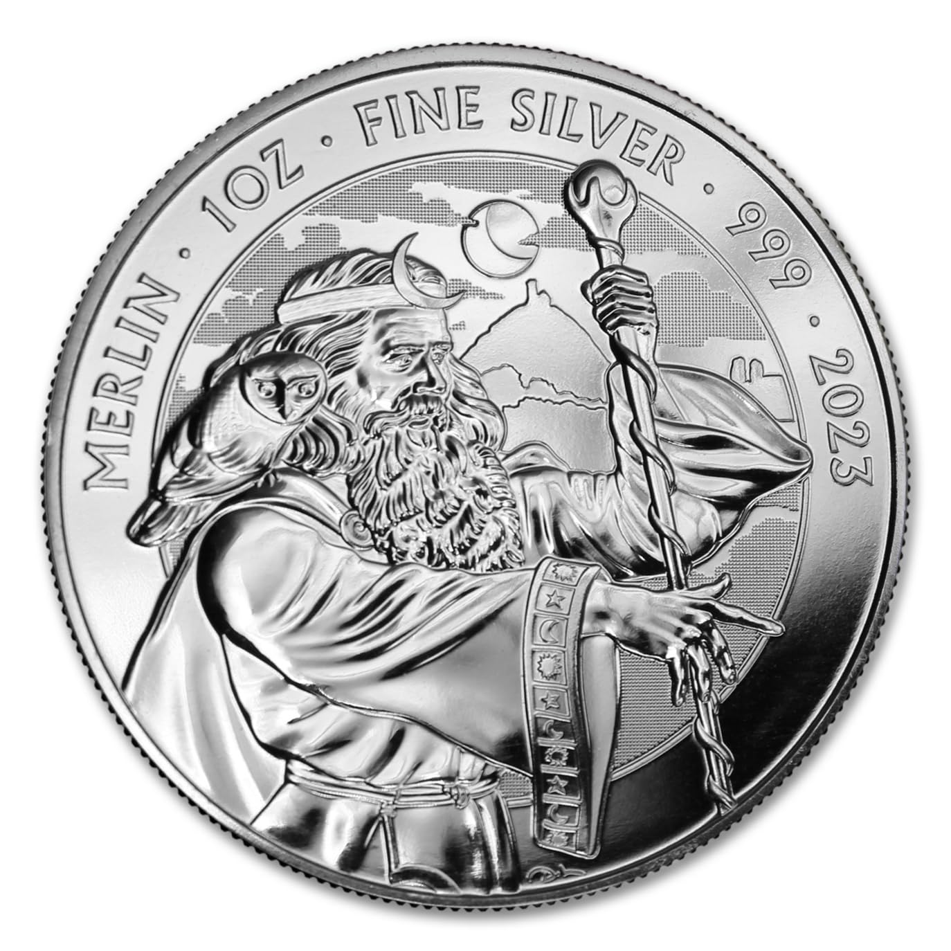 Rare 2023 1 oz British Silver Merlin Coin - Brilliant Uncirculated with COA