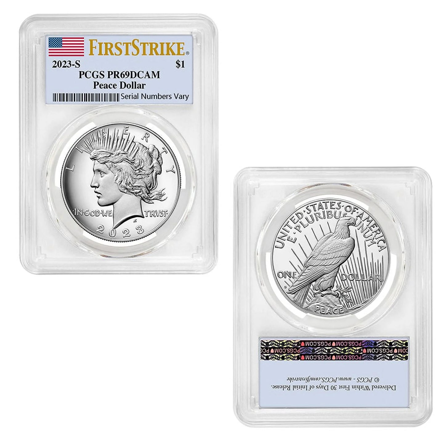 2023-S Morgan and Peace Silver Dollar Proof 2-Coin Set PCGS PF 69 FS