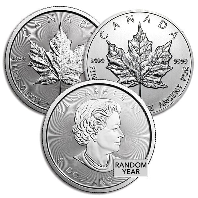 Lot of 5 - 1 Oz Canadian Maple Leaf Silver Coin Featuring Queen Elizabeth II