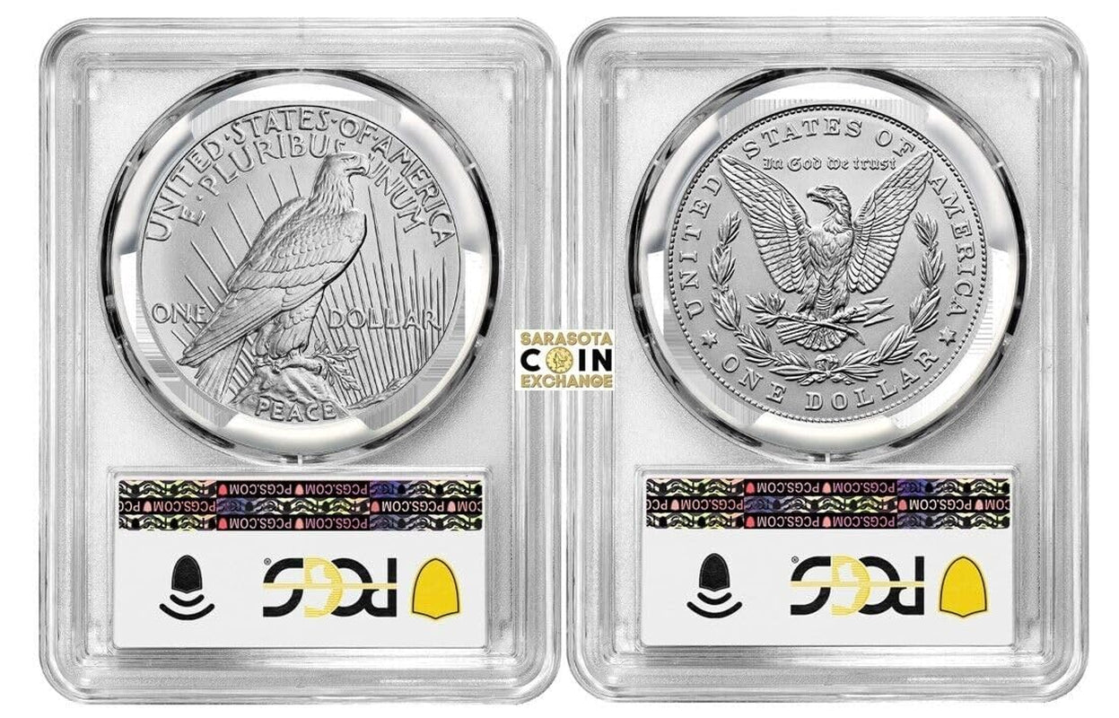 2023 No 2023 Morgan and Peace Dollar Set First Day of Issue PCGS MS70 $1 PCGS MS-70