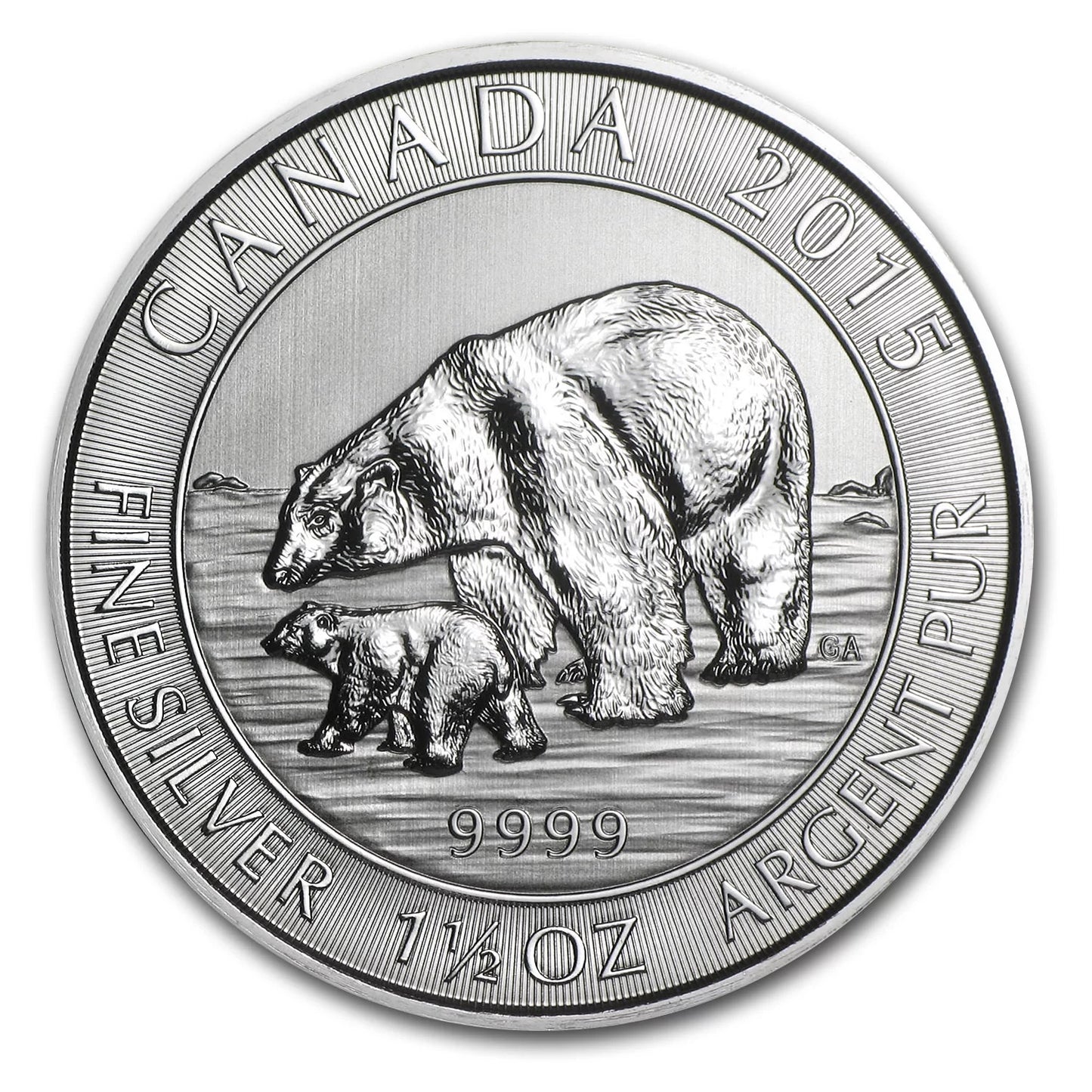 2015 Canada 1.5 Oz Silver $8 Polar Bear & Cub BU