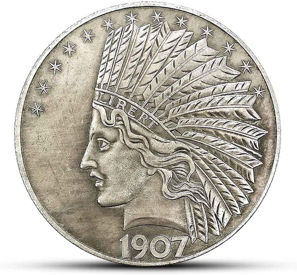 Yukaba Marshling Antique Liberty Indian Head Ten-Dollars Coin - Great American Commemorative Old Coins- Uncirculated Morgan Dollars-Discover History of US Coins Perfect Quality