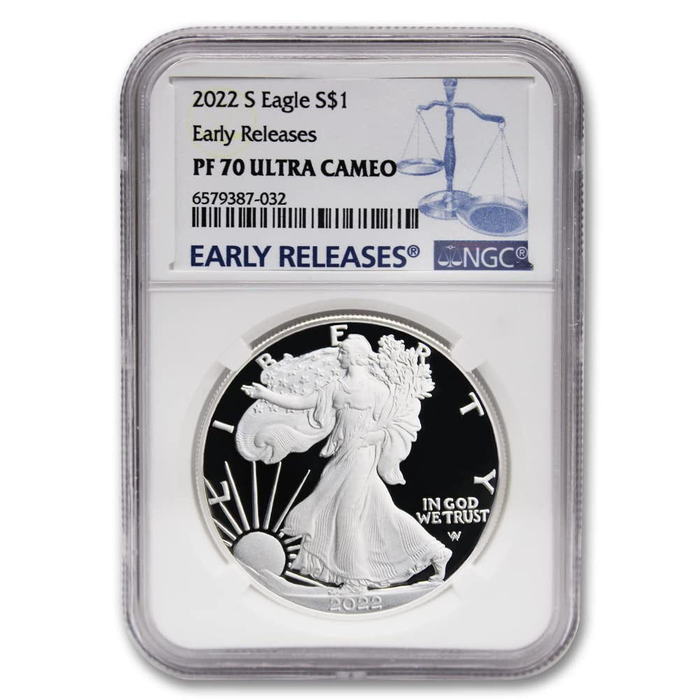 2022 S 1 Oz Proof American Silver Eagle PF-70 Ultra Cameo Coin (Early Releases) $1 NGC PF70UCAM