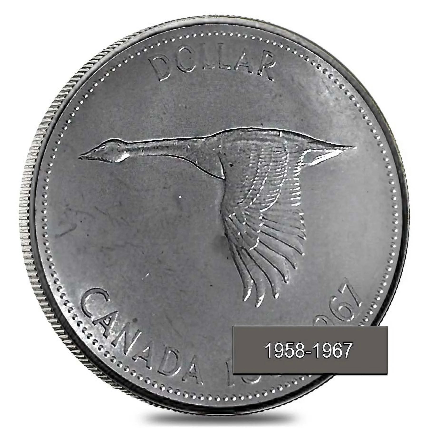 1958-1967 Canada Silver Dollar Avg Circ (.800 Fine)