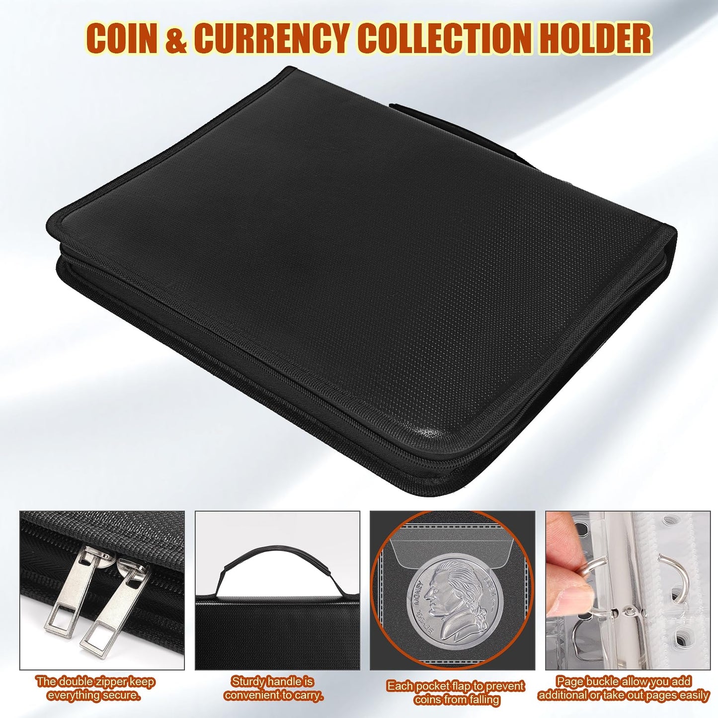 Premium Yamahiko Coin Collecting Album - Fireproof, 300 Pockets for Bills & Stamps”