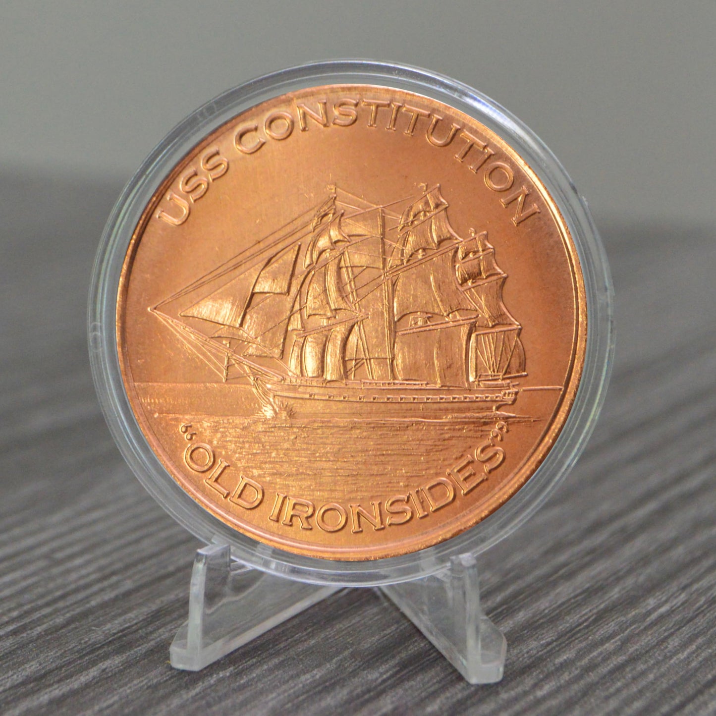 USS Constitution Old Ironsides Commemorative 1 oz Pure .999 Copper Round Collectible Coin in Capsule