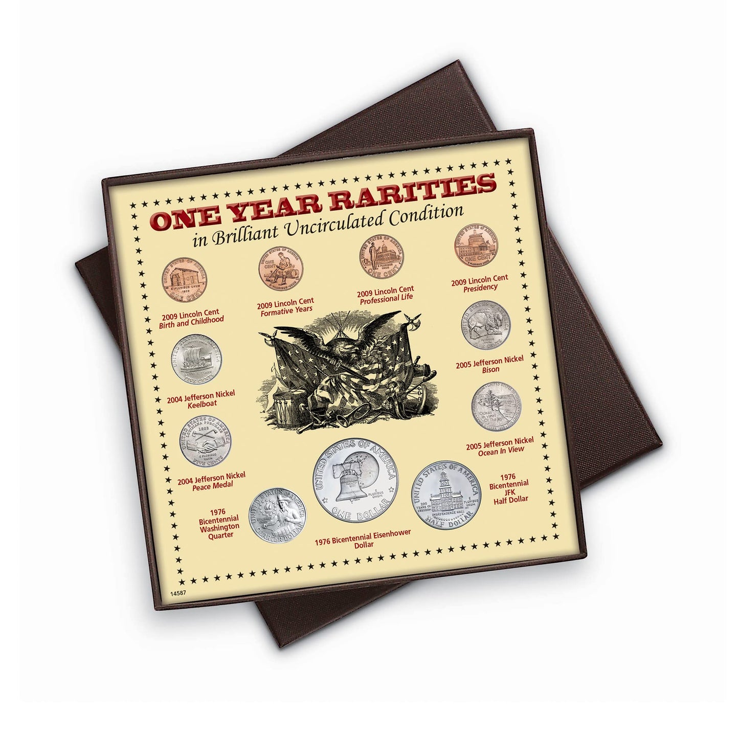 Uncirculated U.S. Coin Collection: 11 One-Year Rarities in Boxed Display