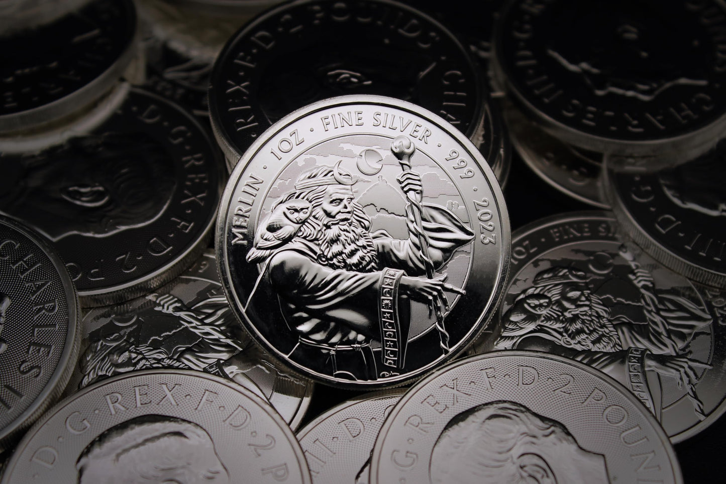 Rare 2023 1 oz British Silver Merlin Coin - Brilliant Uncirculated with COA