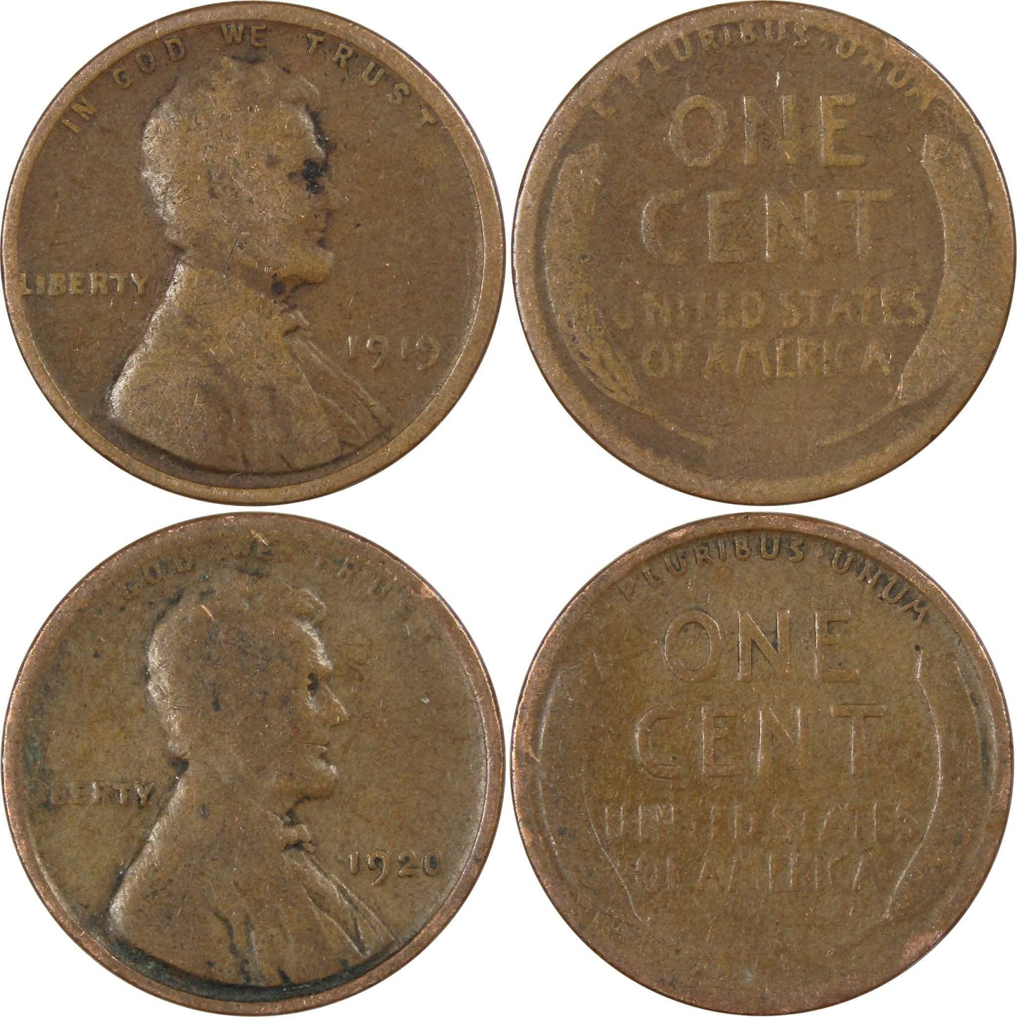 Pre-1930 Lincoln Wheat Cent 10 Piece Set Bronze Penny 1c Coins