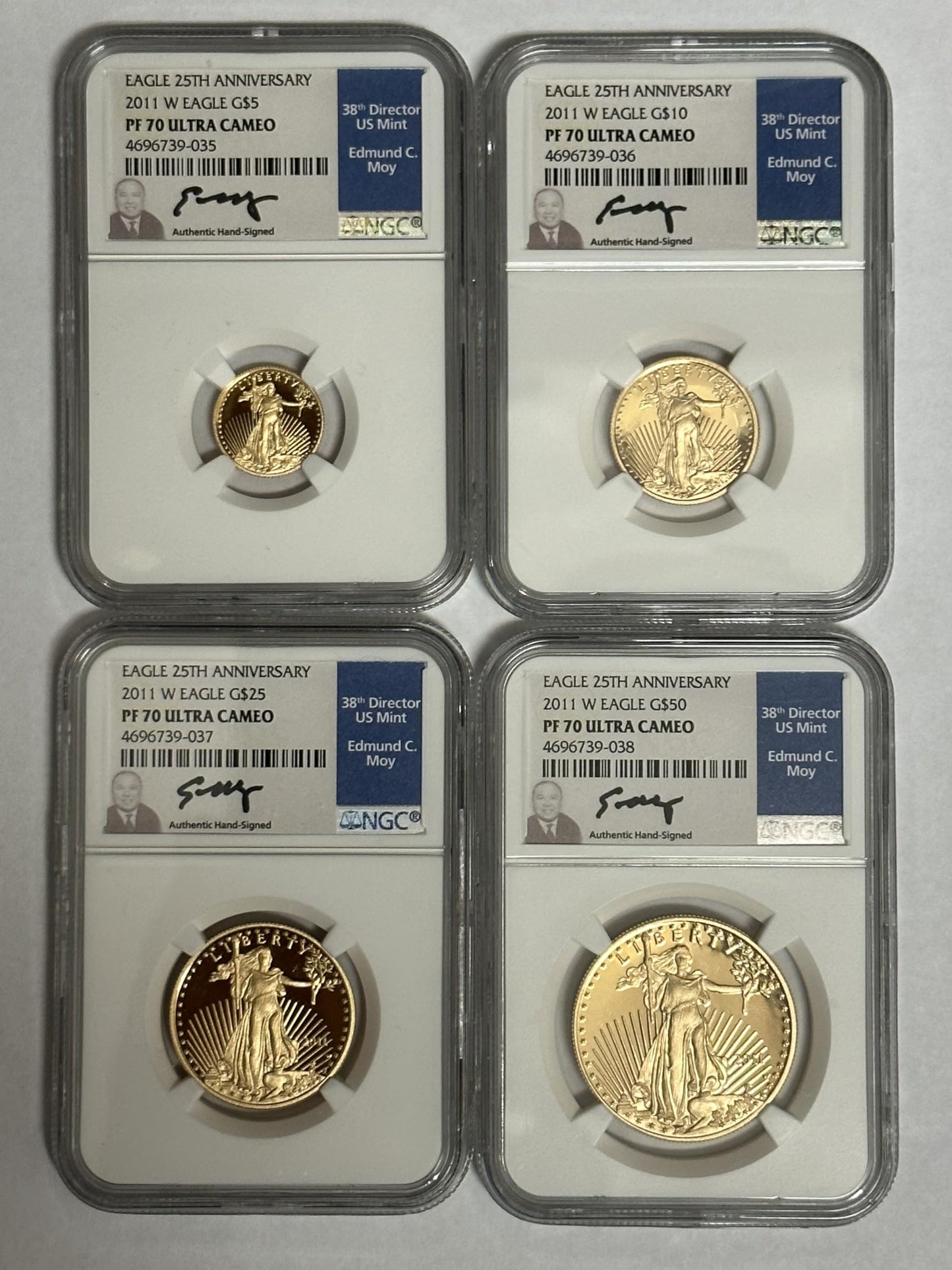 Collectible 2011-W Gold American Eagle Set - PF70 UC with Moy Signature