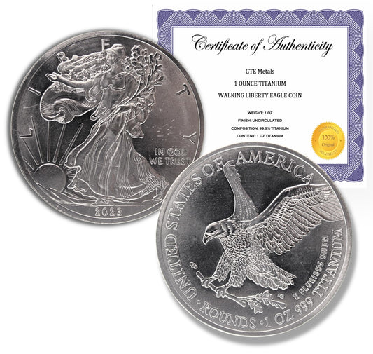 Titanium American Liberty Eagle Coin - 1 Ounce 999 Fine - GTE 2023 Edition