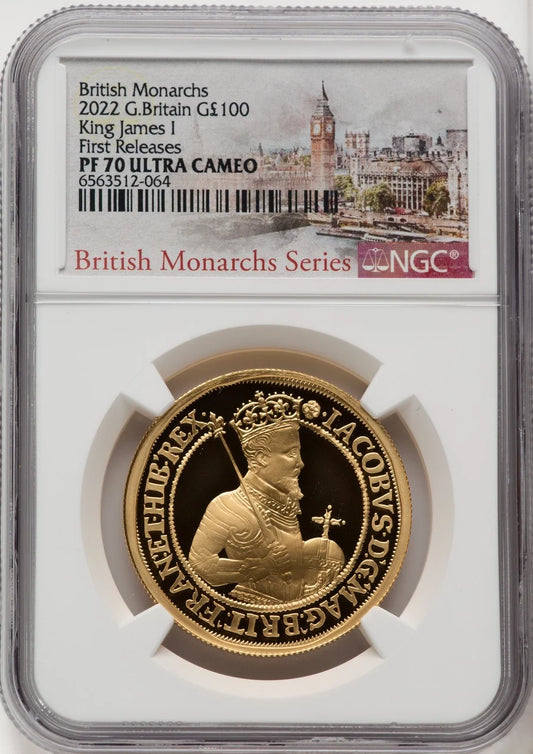 Elizabeth II Gold Proof King James I 100 Pounds (1 Oz) 2022 PR70 Ultra Cameo NGC World Coins NGC MS70 (516615177)