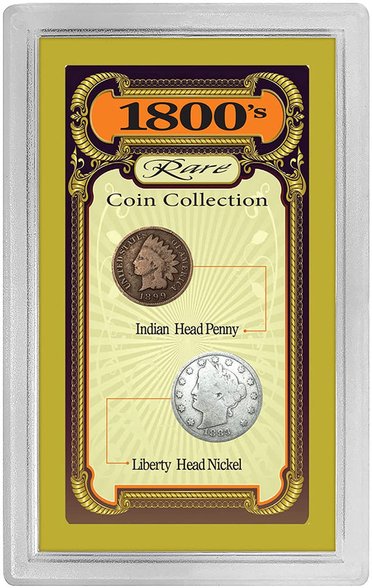 American Coin Treasures 1800'S Rare Penny and Nickel Genuine United States Coin Collection in Sonically Sealed Acrylic