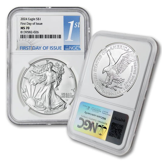 2024-1 Oz American Silver Eagle Coin MS-70 (First Day of Issue) $1 NGC MS70