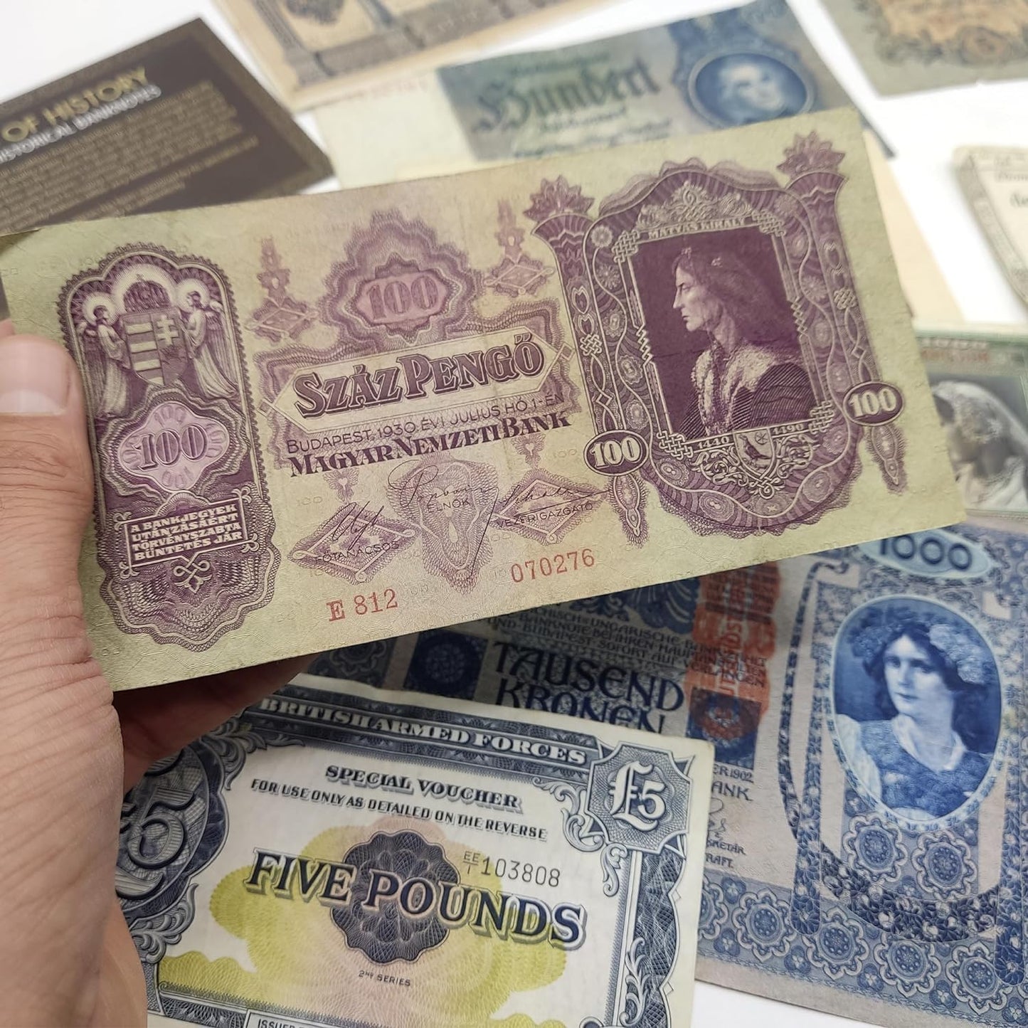 IMPACTO COLECCIONABLES - Collection of 10 Original Old Banknotes with Certificate of Authenticity. Banknotes from 3 Centuries