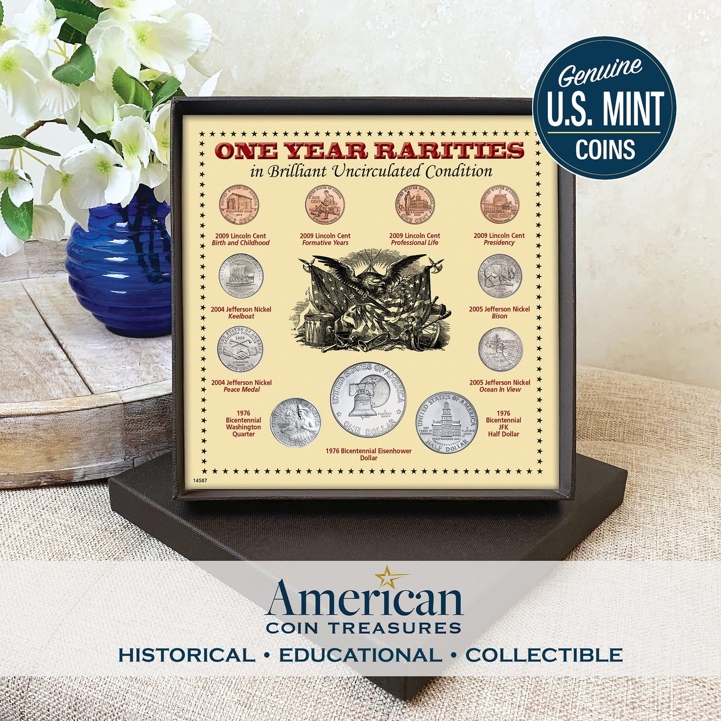 Uncirculated U.S. Coin Collection: 11 One-Year Rarities in Boxed Display