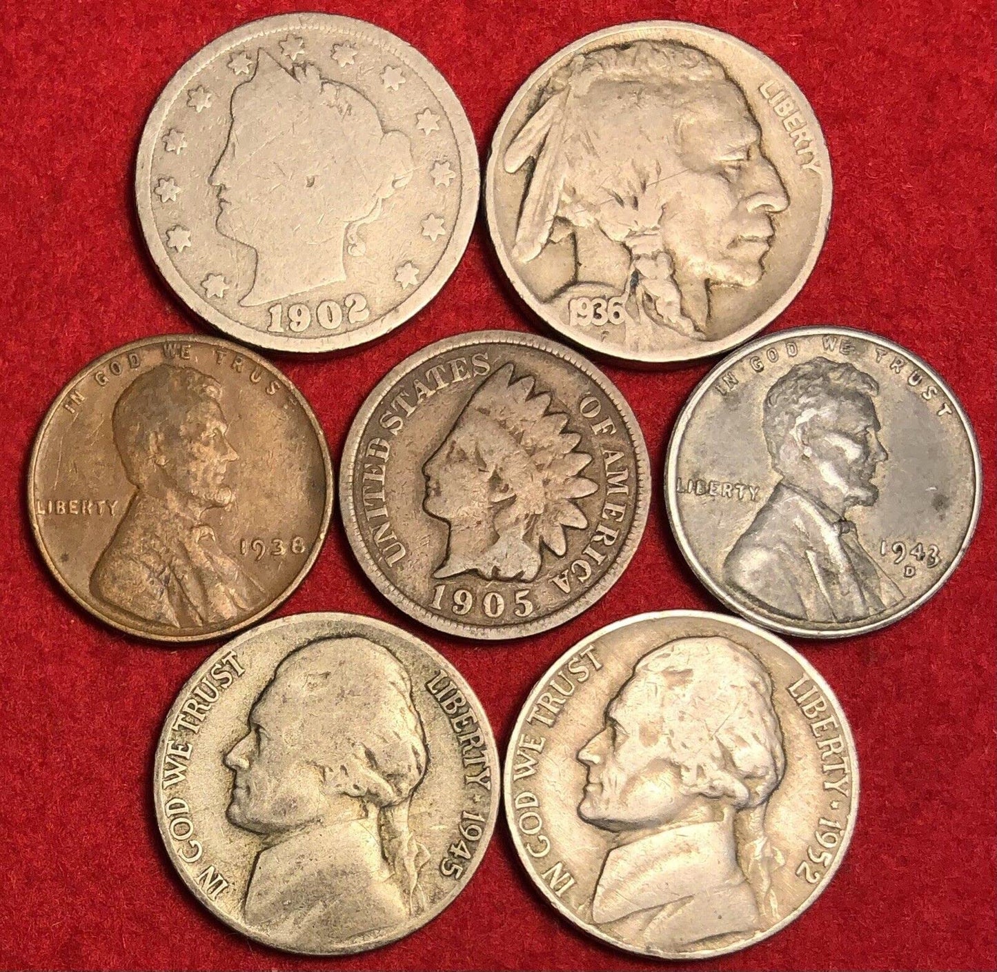 Hall of Fame Sports Memorabilia 1883 to 1959 P&D Collectible Coin lot - 7 coin lot - includes copper, nickel and silver-All Collectible Coins - Pennies and Nickels, US Mint - Good to Uncirculated