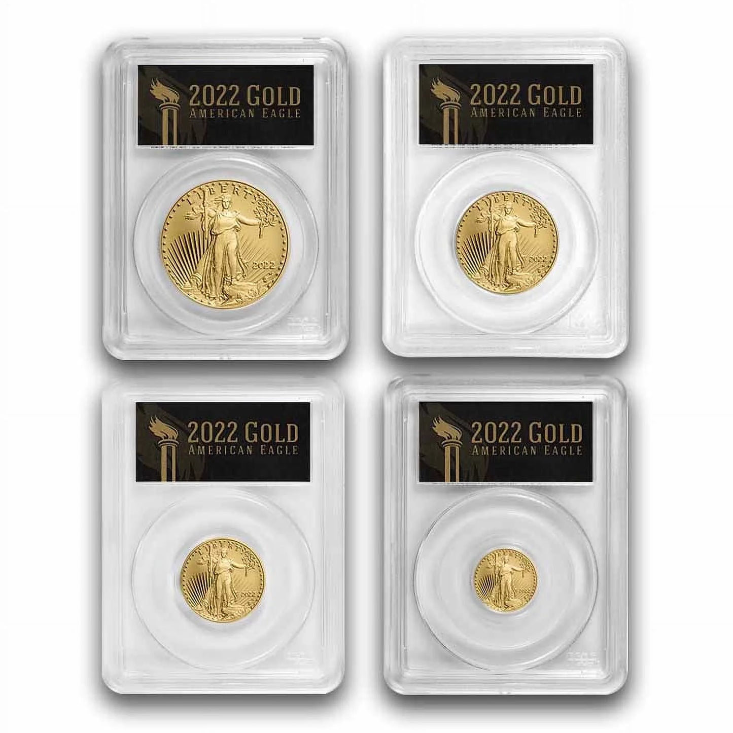 2022-W 4-Coin Proof Gold Eagle Set PR-70 PCGS (First Day, Black)