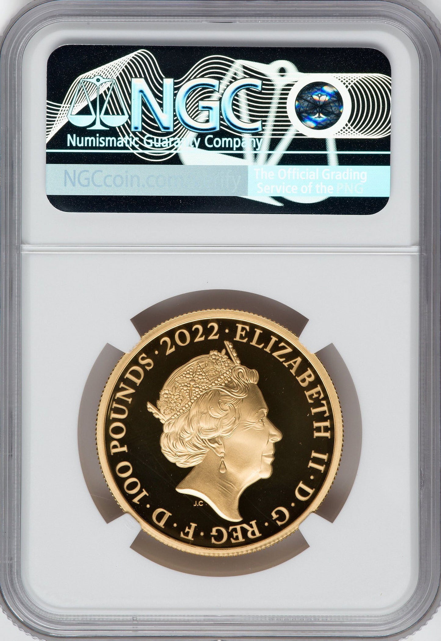 Elizabeth II Gold George I 100 Pounds 2022 PR70 Ultra Cameo NGC. One of First 100 Struck World Coins NGC MS70