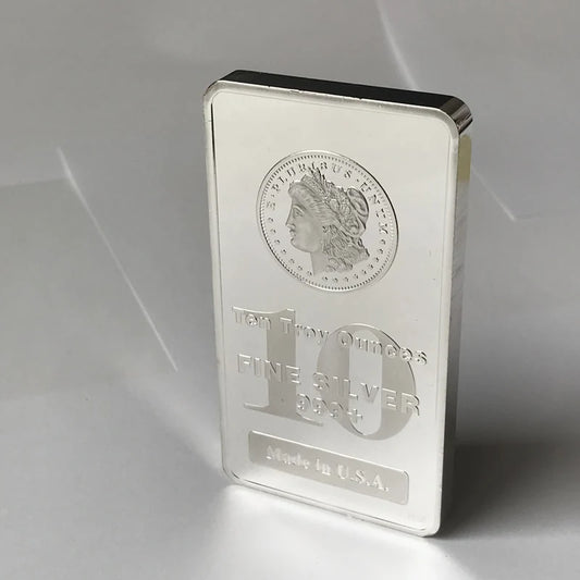 USA Silver Plated 10 OZ Badge Coin Bar - Commemorative Collectible