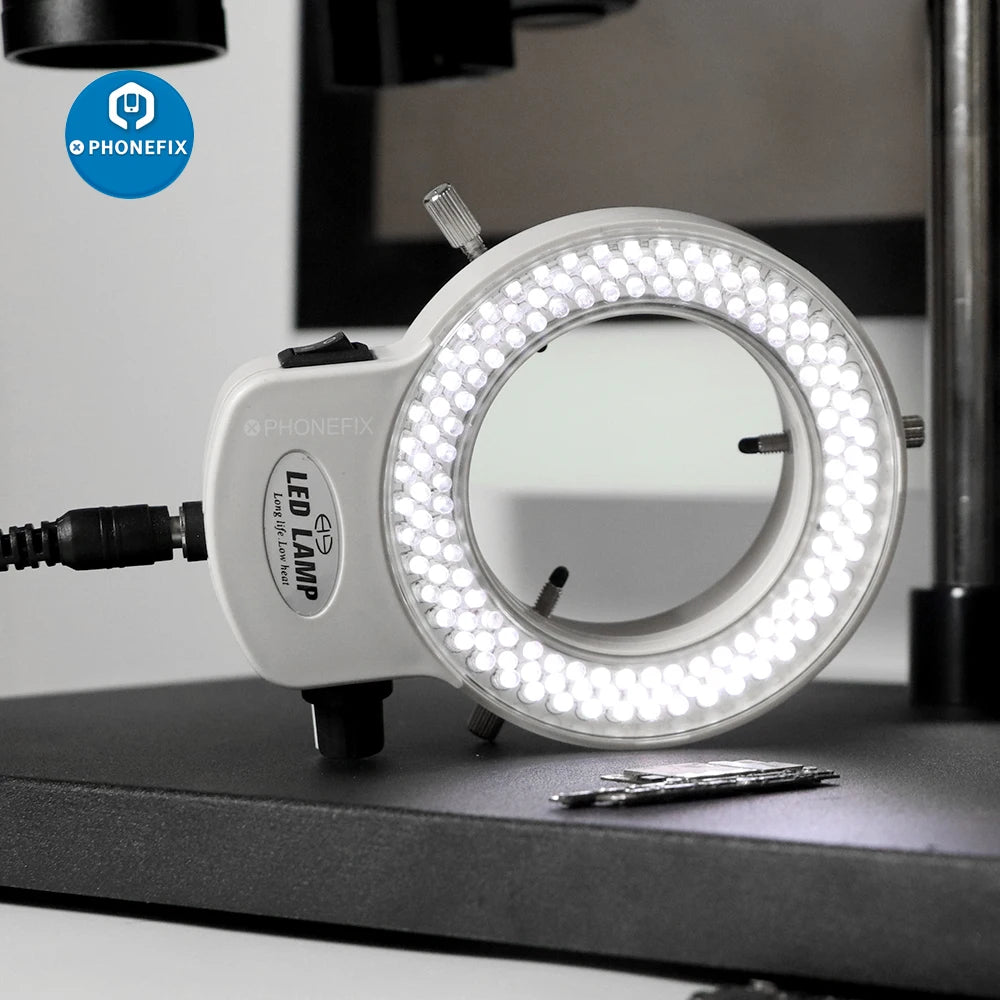 High-Intensity 144 LED Ring Light for Industry & Trinocular Microscopes"