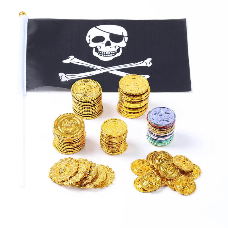 Plastic Pirate Gold Coins – 100 Pack for Treasure Chest & Party Fun