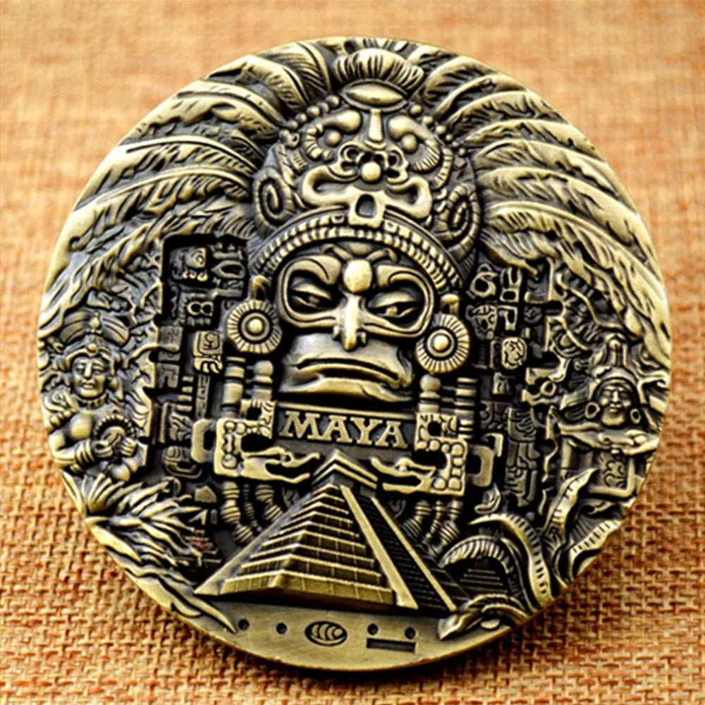 Large Aztec Calendar Coin - Exquisite High Relief Commemorative Medallion"