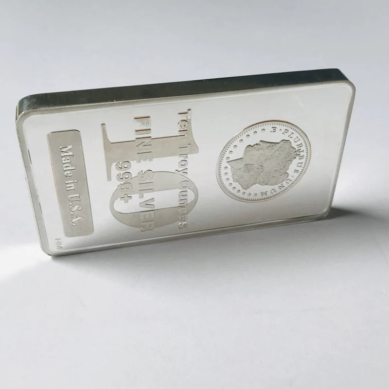 USA Silver Plated 10 OZ Badge Coin Bar - Commemorative Collectible