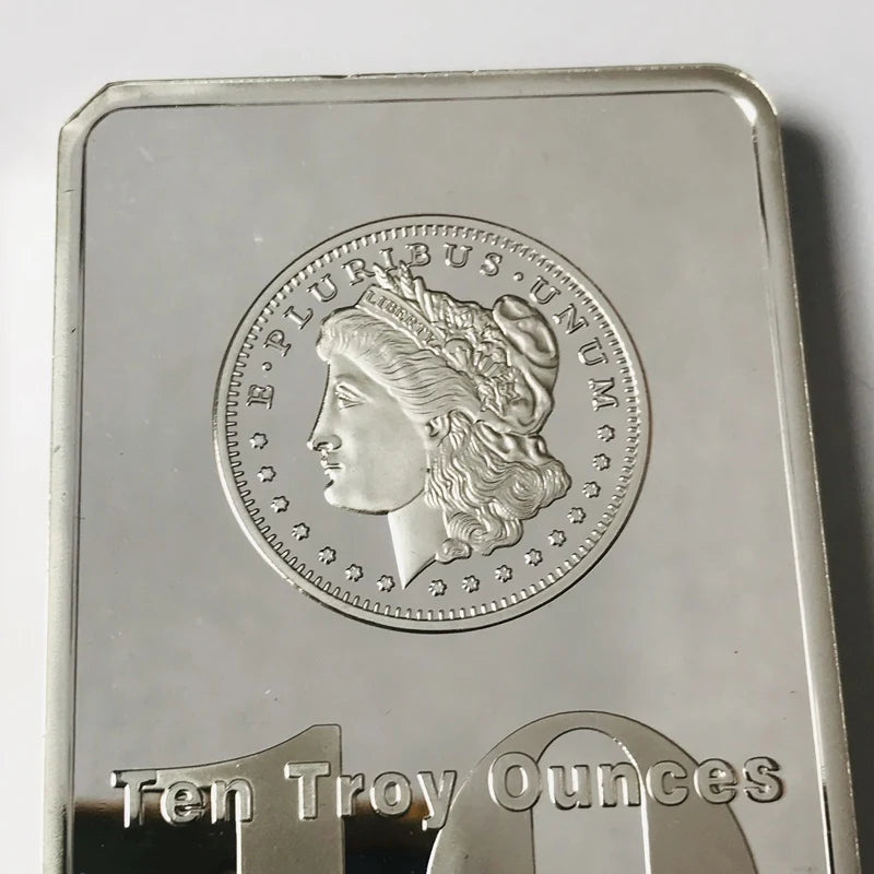 USA Silver Plated 10 OZ Badge Coin Bar - Commemorative Collectible