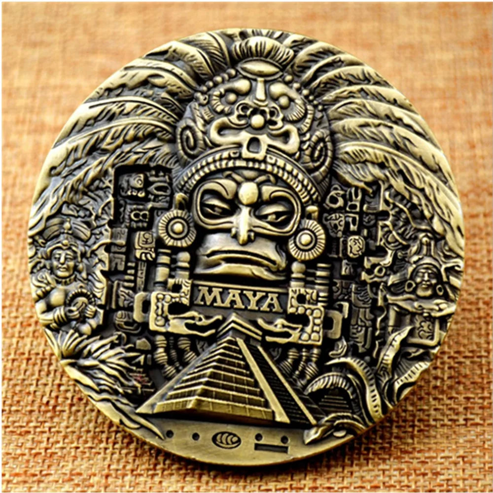 Large Aztec Calendar Coin - Exquisite High Relief Commemorative Medallion"