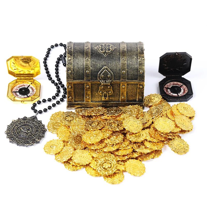 Plastic Pirate Gold Coins – 100 Pack for Treasure Chest & Party Fun