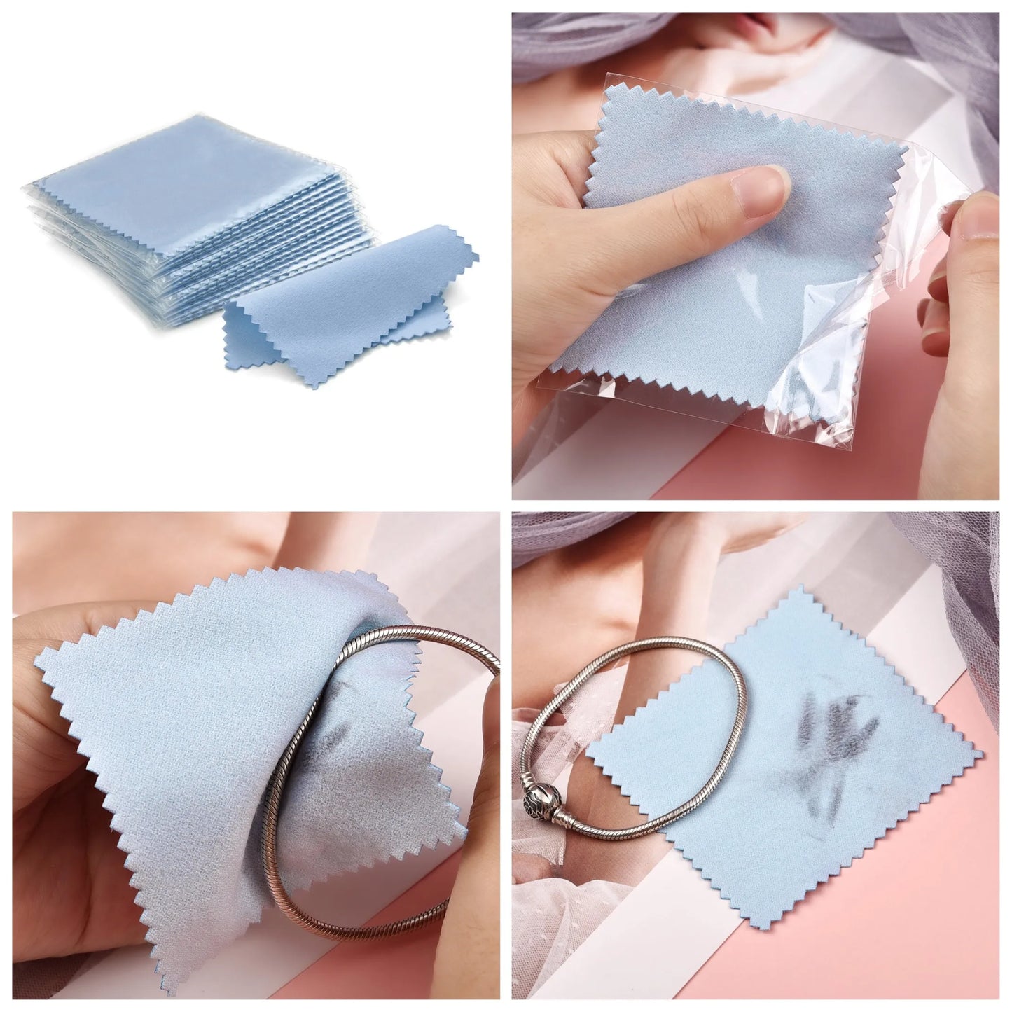 50pcs Silver Polishing Cloths – Individually Packaged Wipes