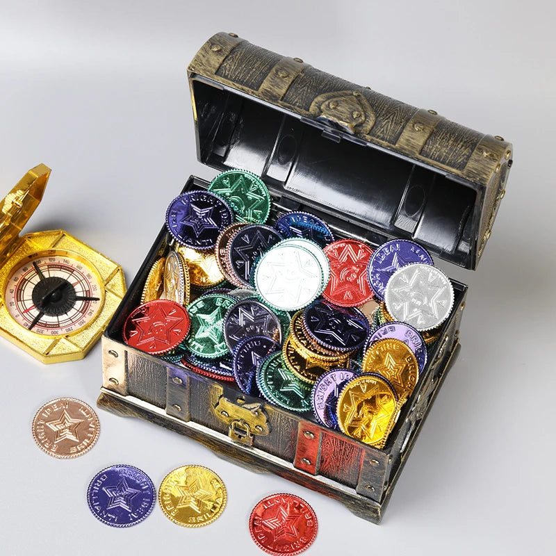 Plastic Pirate Gold Coins – 100 Pack for Treasure Chest & Party Fun