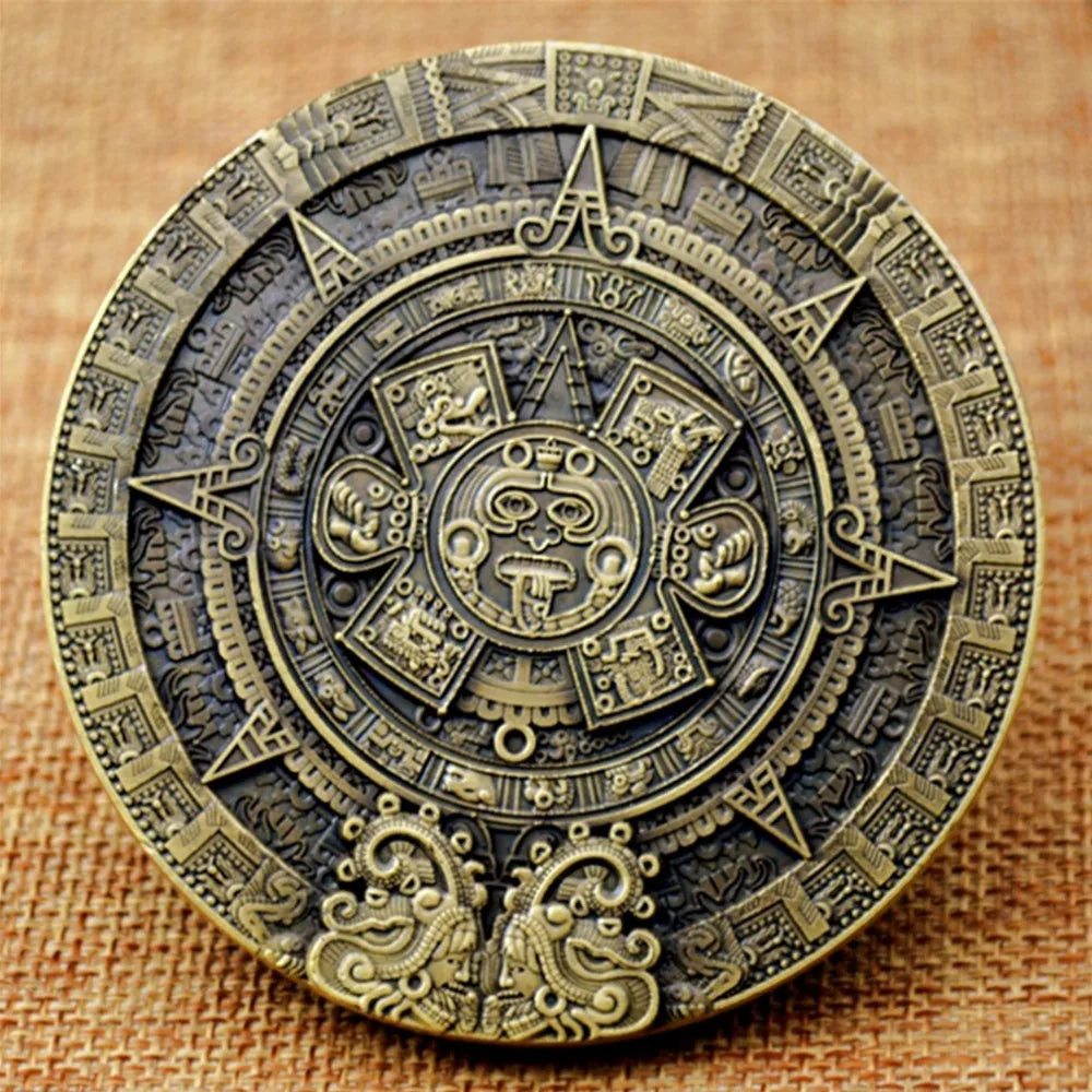 Large Aztec Calendar Coin - Exquisite High Relief Commemorative Medallion"