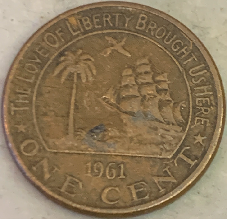 1961 Liberia 1 Cent Coin - Rare Bronze Edition