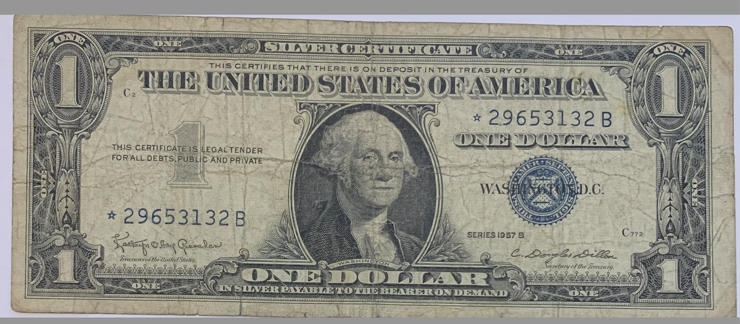 Rare 1957-B $1 Silver Certificate Star Note: Historic Blue Seal Bill