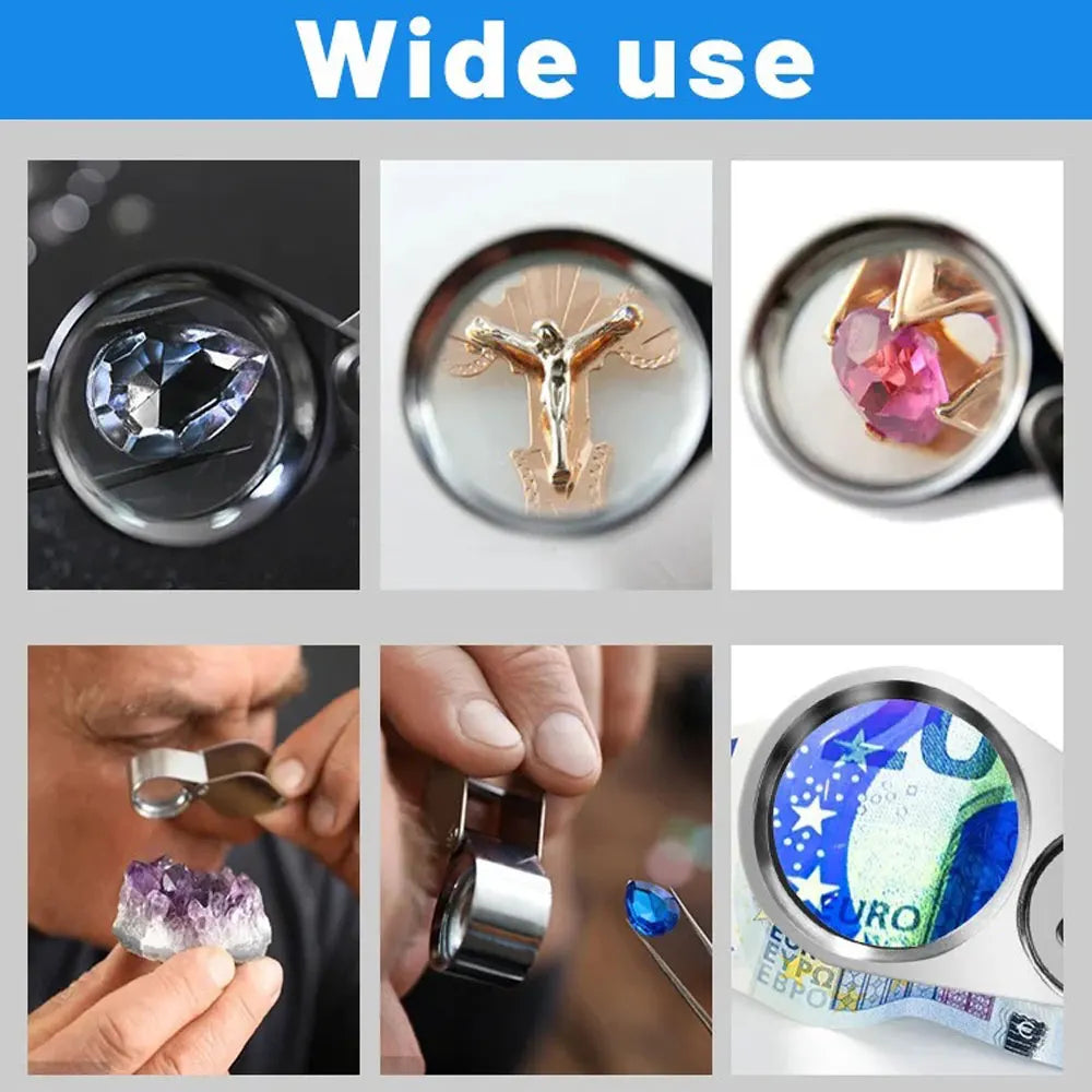 Multifunctional 40X Jewelry Magnifier - LED & UV Light, Folding Design"