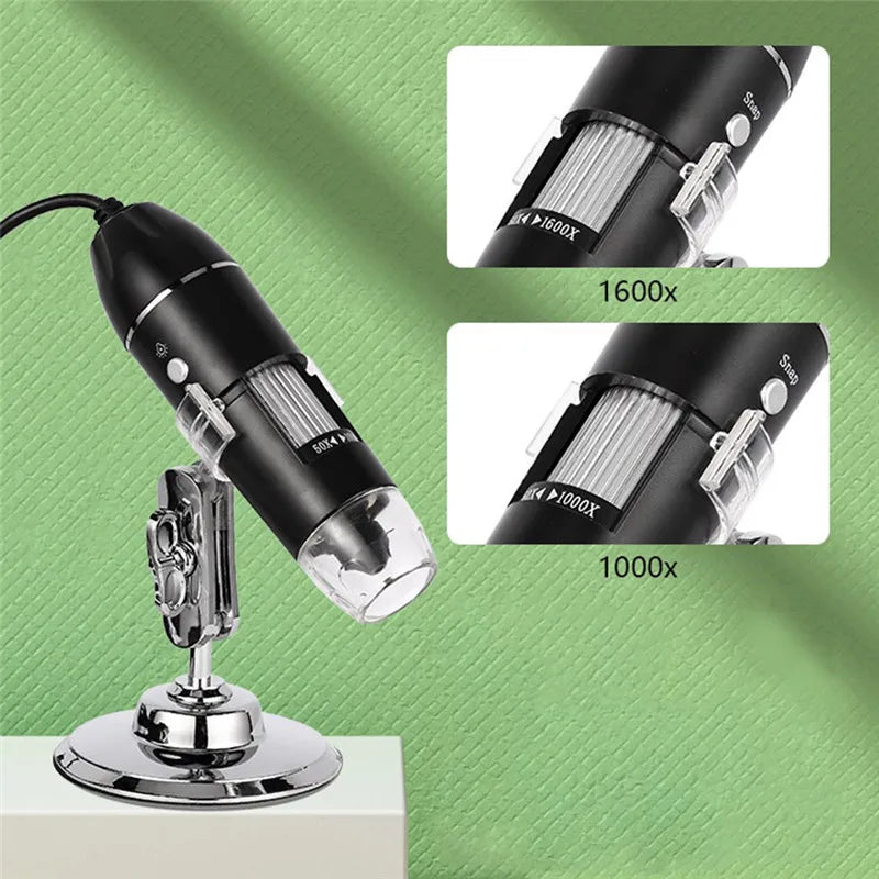High-Definition 500X/1000X/1600X Digital Microscope with USB Type-C"