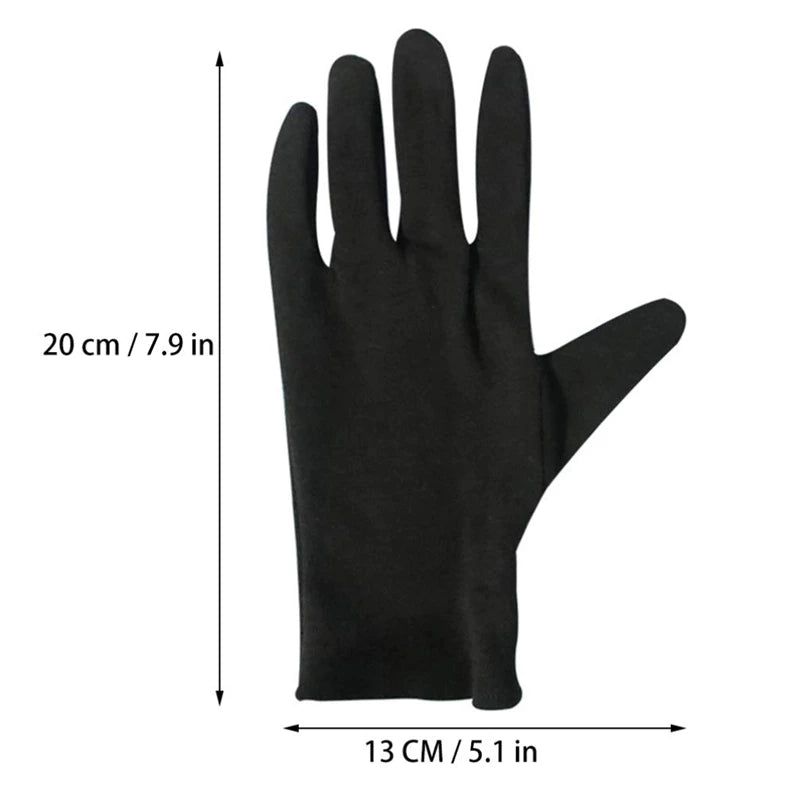 Black Washable Cotton Gloves for Moisturizing, Jewelry, Serving, Spa - Dry Hands Solution"